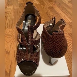 Michael Kors Peep Toe, Zippered Leather Pumps